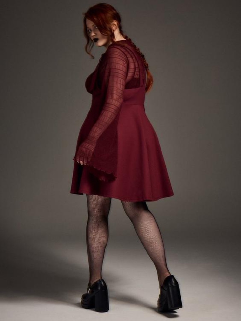 torrid nightfall Burgundy Star-Zip Skater pinafore Dress - Picture 3 of 10